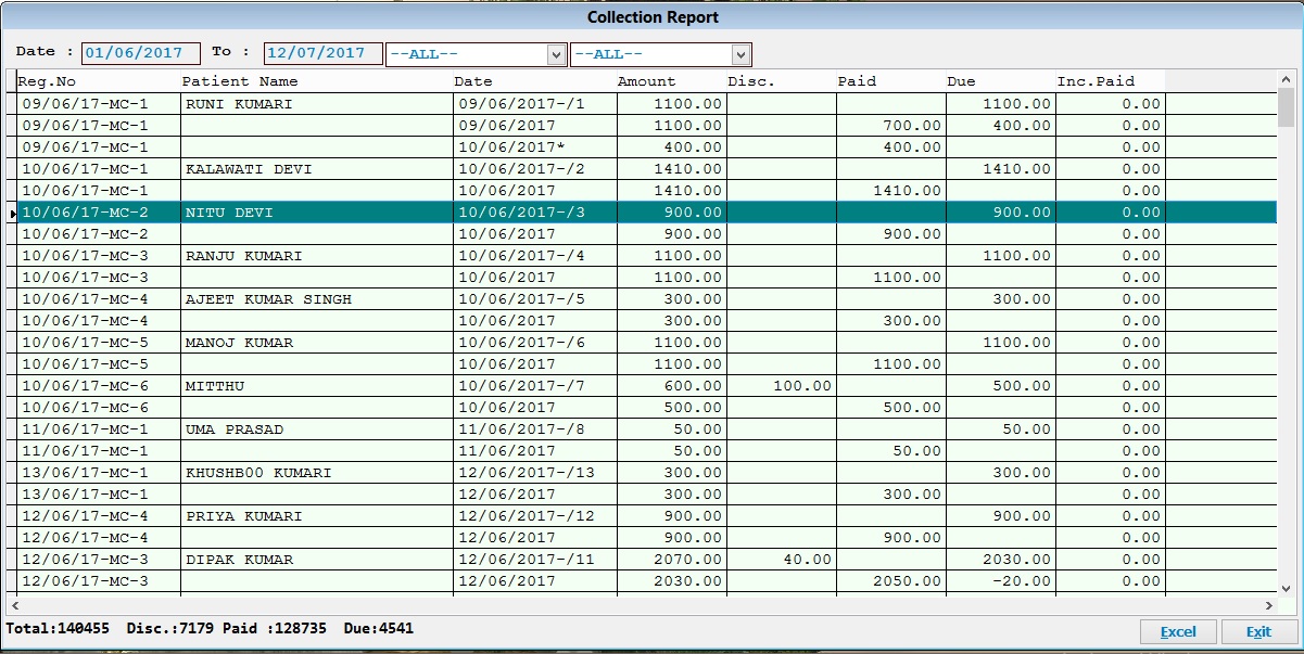 pathology-software-collection-due-register Screen