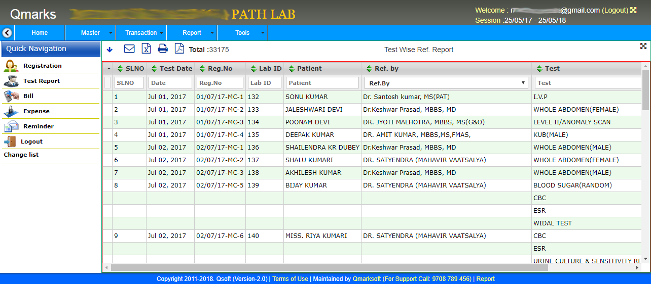 pathology-software-test-ref-summary Screen